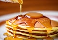 Stack of pancakes with maple syrup